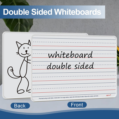 Dry Erase Boards, 12 Pack 9”x12” Magnetic Double Sided Portable Personal Small Whiteboards with Lines, Include 12 Markers, 12 Erasers, 12X52 Foam Letters for Kids, Students, Teachers Classroom School