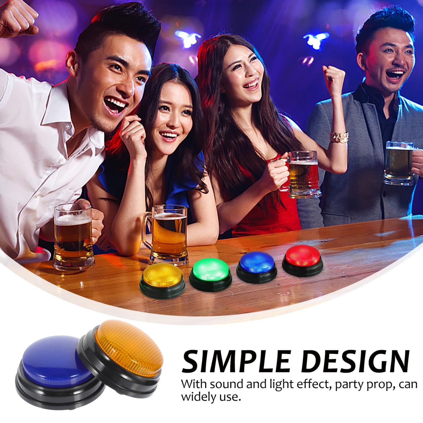 Gatuida 4-Pack Buzzers for Trivia Games, Answer Buzzers for Classroom, Game Show Buzzer Buttons with Lights and Sound for Classroom Office