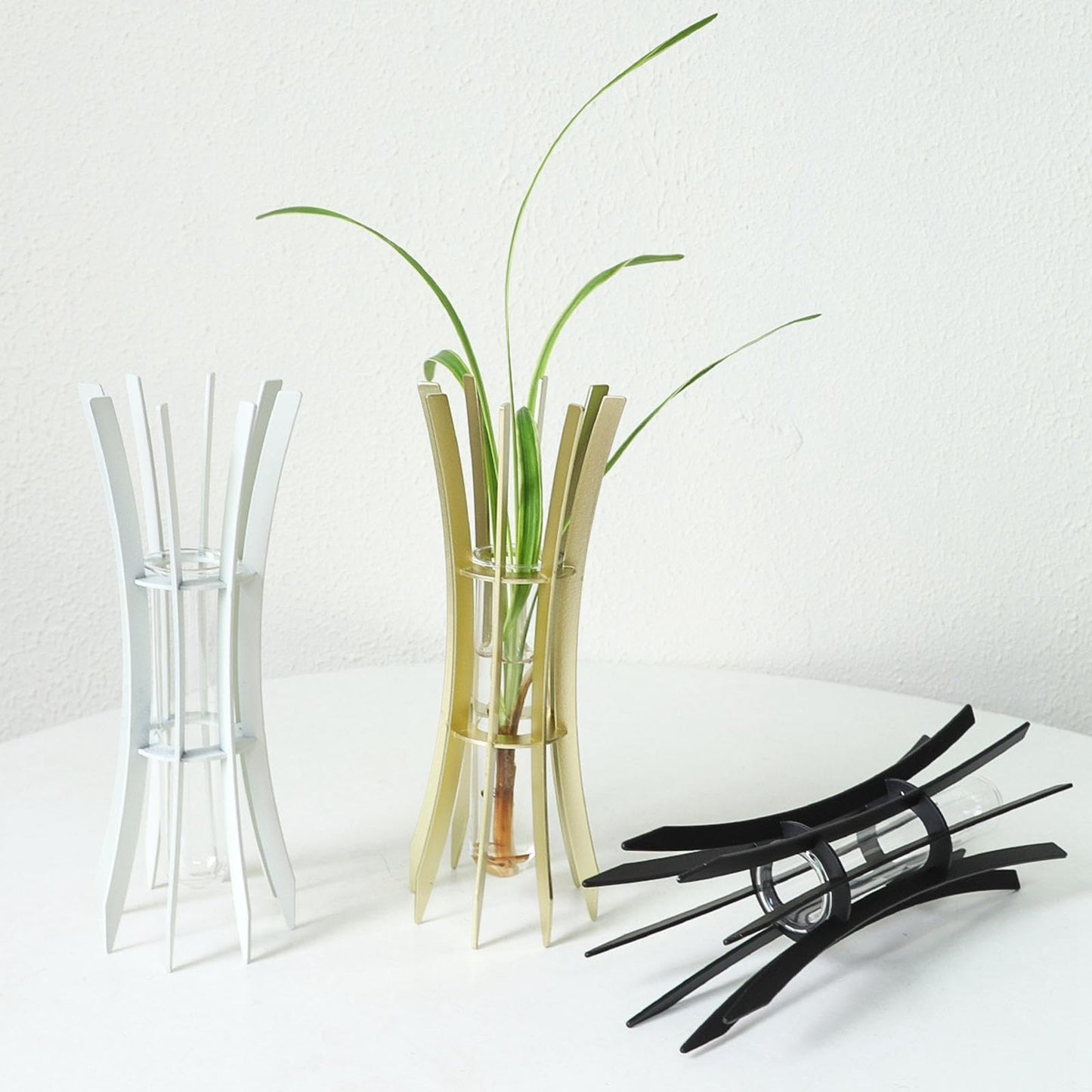 Gcljlmy Hydroponic Plant Glass Tube Flower Vase Desktop Decoration Sturdy Decorative for Plant Propagating Terrariums (Golden 8x8x24cm)