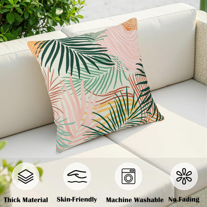 Kwlegh Colorful Abstract Pillow Covers Pink Green Tropical Palm Tree Leaves Throw Pillow Covers Modern Art Pillowcase 18x18 Set of 2 Neutral Cushion Case for Indoor Outdoor Couch Sofa