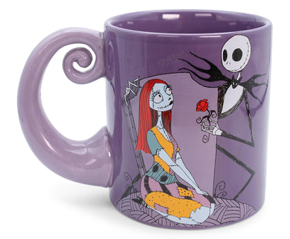 Nightmare Before Christmas Disney The Jack & Sally Spiral Handle Ceramic Mug | BPA-Free Large Coffee Cup For Beverages, Home & Kitchen Essentials | Halloween Gifts and Collectibles | Holds 20 Ounces