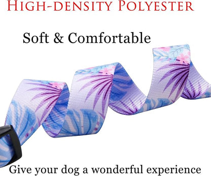 Mihqy Dog Collar with Bohemia Floral Tribal Geometric Patterns - Soft Ethnic Style Collar Adjustable for Small Medium Large Dogs (Purple Flower, S)