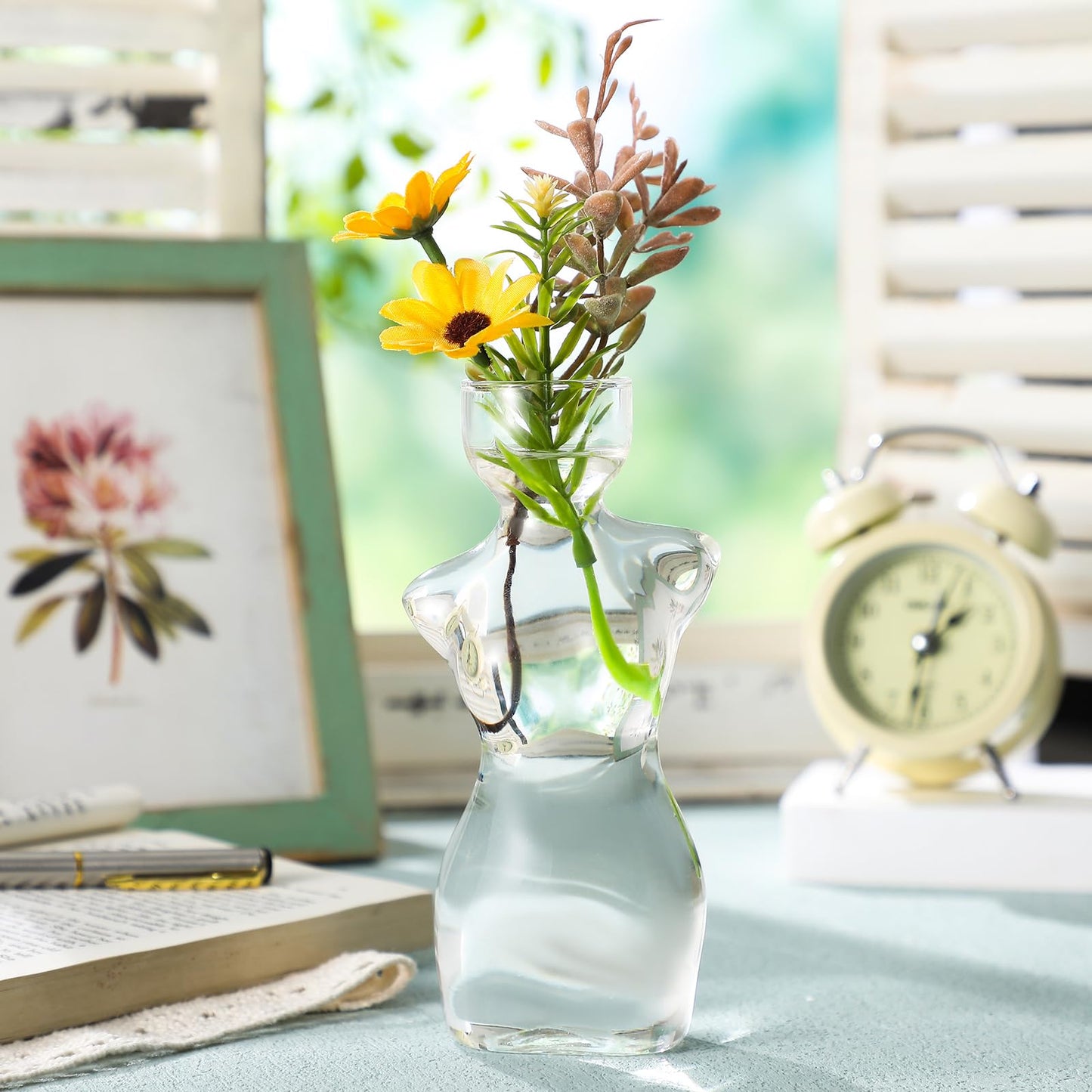 Avocado Propagation Vases for Plants Glass Flower Elegant Female Silhouette Avocado Growing Arrangements Art Vases for Seed Starting Water Rooting Home Decor Bulbs Plant Cuttings
