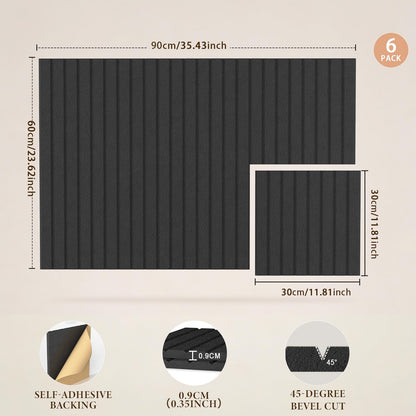 JBER Large Felt Bulletin Board 36" x 24" - 6 Pack Felt Wall Tiles, Cork Board Alternative to Use in Office & Home Decor, Classroom Decor, Vision Board to Display Your Photos(Black)