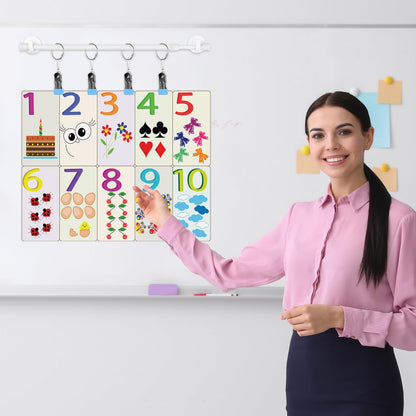 Briwooody 2 Set 16-27 Inches Adjustable Magnetic Calendar Holder Set for Wall Anchor Chart Dates Cards Holder Calendar Bulletin Board for Classroom Whiteboard Home Decoration Supplies