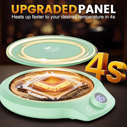 Fast Heating Mug Warmer - 4 Temp Settings & 1-12H Timer, Coffee Cup Warmer Plate for Desk Auto Shut Off, Ideal Beverage Warmer Gift for Coffee, Tea, Milk (Green)