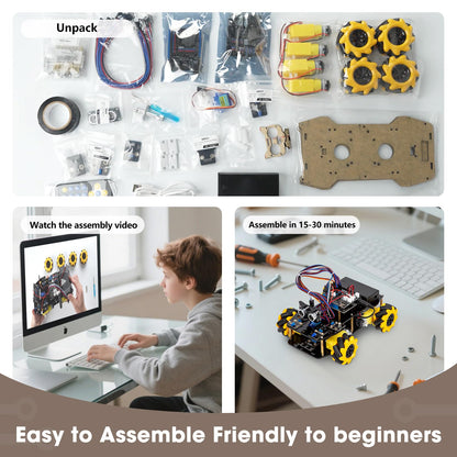 ACEBOTT Robot Kit, Robotics for Kids Ages 8-12 12-16, STEM Toys for Boys with Remote & App Control, Arduino & Scratch Compatible, Science Kits for Kids Age 8-12 12-16, for Boys & Girls(Yellow)