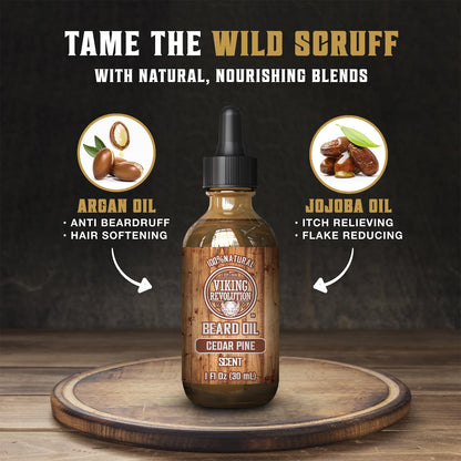 Viking Revolution Sandalwood Beard Oil for Men - Natural Mens Beard Oil with Argan Oil and Jojoba Oil - Beard Softener, Strengthens and Moisturizes - Beard Conditioner for Men (Sandalwood, 1 Pack)