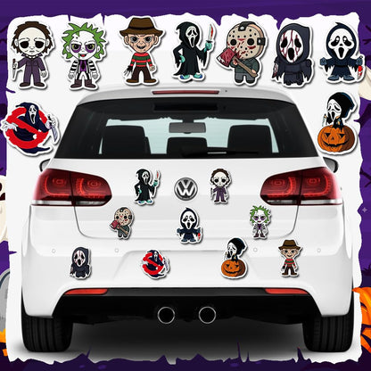 9 Pack Reflective Halloween Car Magnets, Cute Cartoon Ghost Magnetic Bumper Stickers, Horror Halloween Fridge Magnets for Holiday Party, Home, Trunk, Car, Garage Door Décor