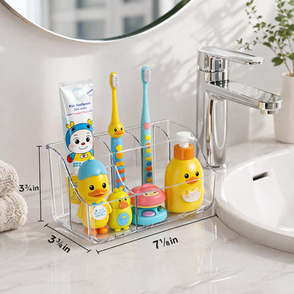 Sotfamily Clear Kids Toothbrush Holders for Bathrooms, 2-Pack(No-Drill)