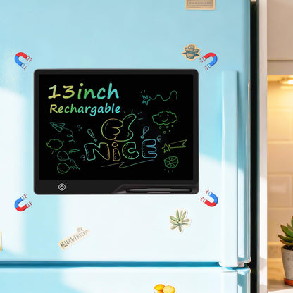 Magnetic LCD Writing Tablet for Fridge, 13 Inch Writing Tablet for Kids, Toddler Drawing Pad, Learning Toys for Boys Girls Ages 3.4.5.6.7.8, Writing Board for to-Do Lists and Family Messages (Black)