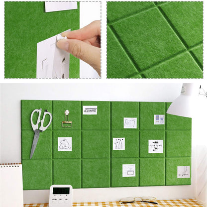 Uoisaiko Large Felt Board Tiles for Wall with 30 Push Pins, 11.8"x11.8" Pack of 6 Pin Board Notice Boards for Home Office Kitchen, Bulletin Board Wall Tiles for Photos Memos (Green, 6 Pack)