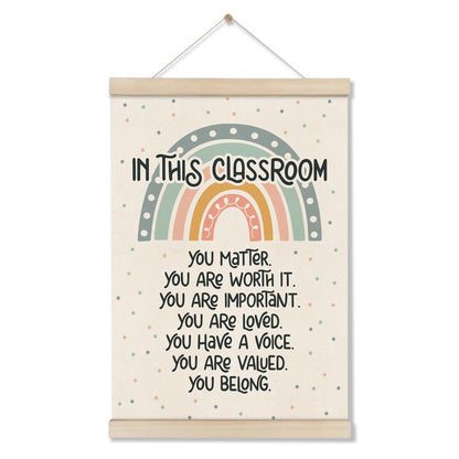 DOI-LANEE Classroom Sign Positive Affirmations Posters Hanger Frame, Boho Rainbow Classroom Decor 16x12 Inch, Motivational Wall Art, Inspirational Wall Decor, Educational Poster