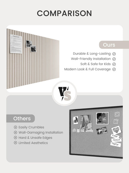 Bumusty Large Cork Board Alternative-48 x 36" Felt Bulletin Board Tiles, with 30 Pushpins, 70 Adhesive Tabs, Fine-Stripe 12-Pack, Cork Boards for Office Push Pin Board Felt Board-Oatmeal