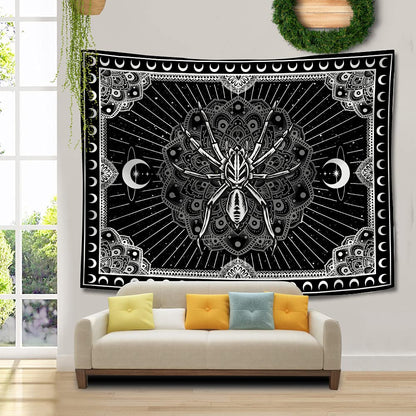 UHOMETAP Mandala Spider Wall Art - Bohemian Tapestry With Starry Sky and Moon Pattern for Living Room, Bedroom, Office - 80x60 Inches