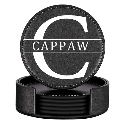 Personalized Leather Coaster for Drinks, Custom Coffee Coasters Set of 6, Customize Cup Coasters with Monogram Engraved, Wedding Gifts