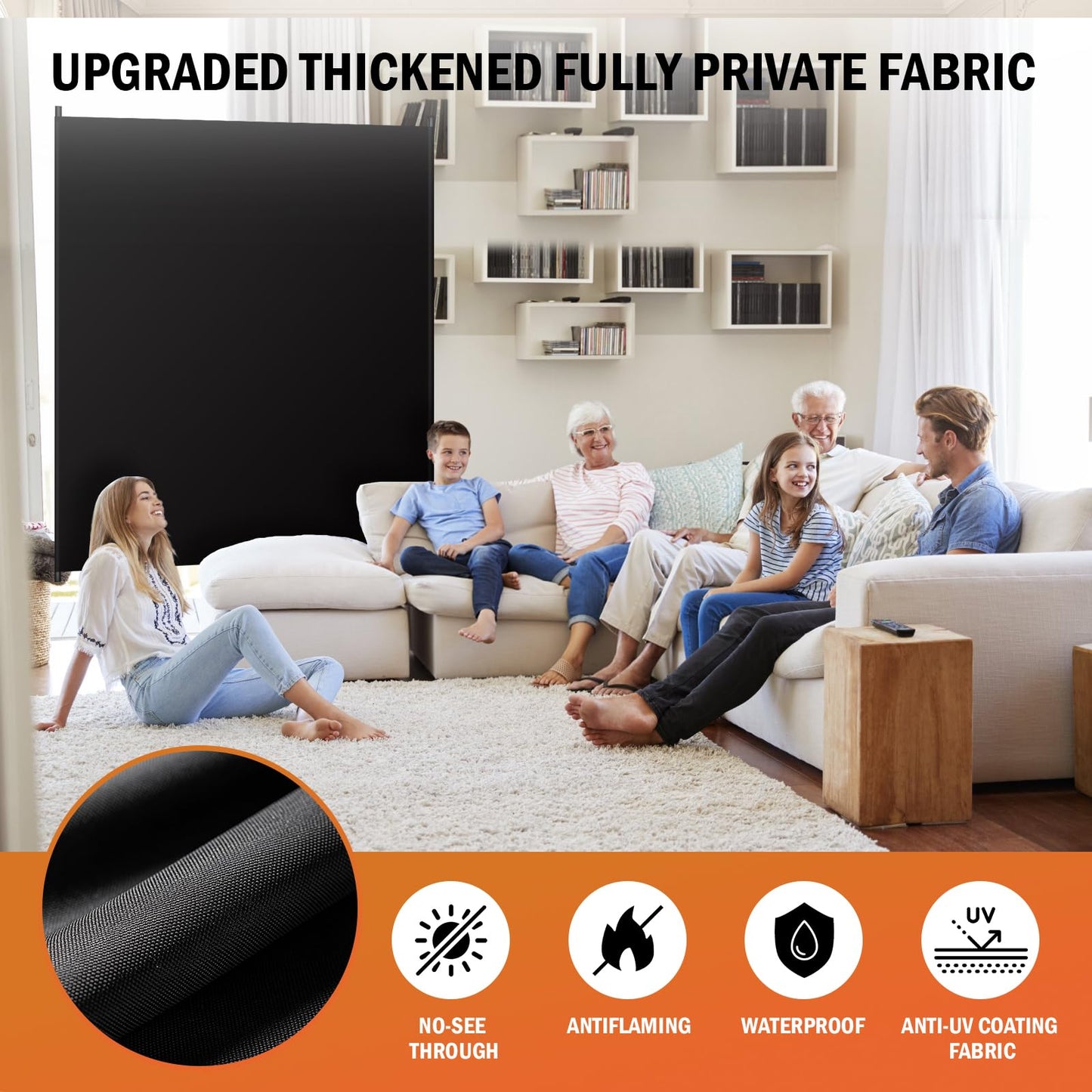 Room Divider Panel, 100% Blackout Privacy Screens with Wider Feet, 5Ft x 6FT Portable Room Partition for Room Separator, Room Divider Screen Partition Room Dividers Freestanding