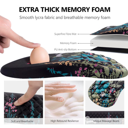 Mouse Pad Wrist Support, Laokiiy 2 in1 Keyboard Wrist Rest+ Ergonomic Mouse Pad, Non-Slip Wrist Rest for Computer Keyboard, Made Easy Typing & Relieve Wrist Pain(Flower)