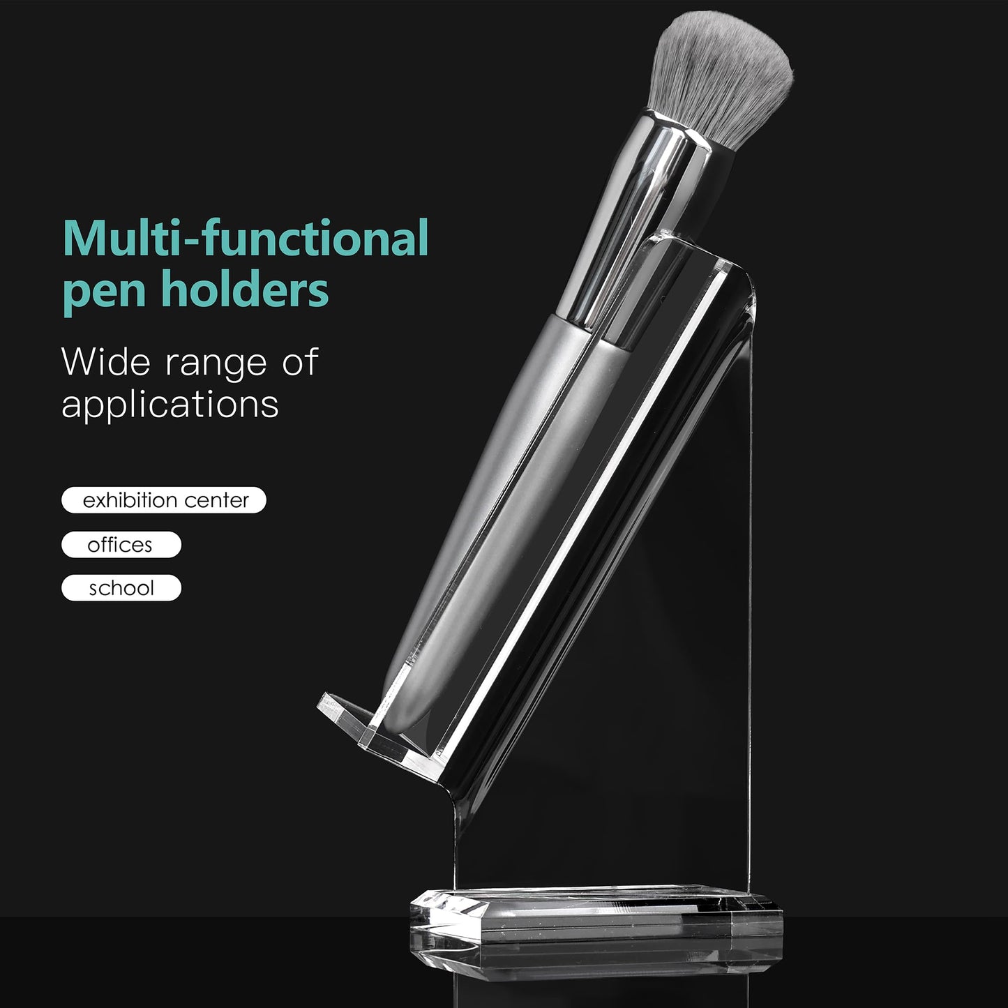 SANRUI Acrylic Pen Holder Desktop Display, Vertical Fountain Pen Pencil Stand Ballpoint Showholder, Clear Makeup Brush Rack, Paintbrush Drying Support Organizer Desk for Exhibitions,Office,Store Use