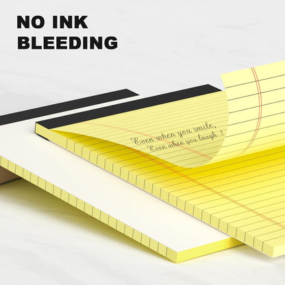 6pcs Small Note Pad 5x8 College Ruled Legal Pads Paper Notepads 6 Pack Study Back Writing Pads 5 x 8 Legal Pads Perforated Narrow Ruled Pads of Paper Yellow