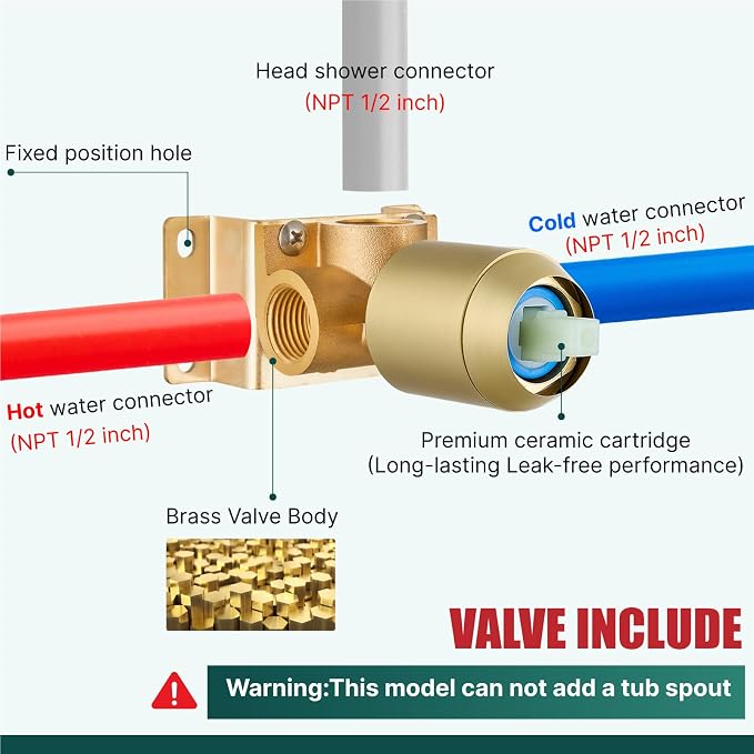 Heyalan Shower Faucet Set with Valve, Bathroom Rainfall Shower System, Wall Mount Single Handle Shower Trim Kit, Rainfall Fixed Shower Head, 8 Inch Square Shower Head,Brushed Gold