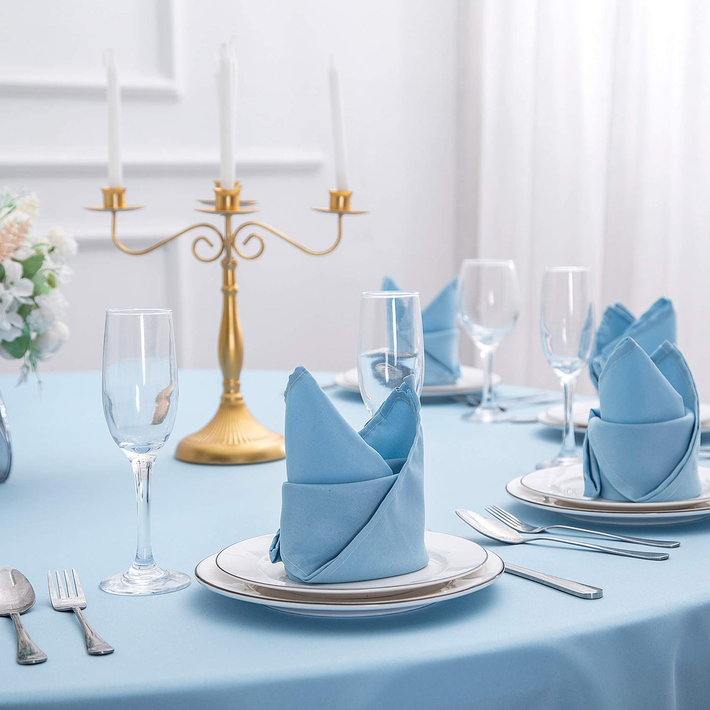 Cloth Napkins 20x20 inch Washable Polyester Dinner Napkins Soft Table Napkins for Wedding Party Dining Banquet(Blue Mist,25PCS)