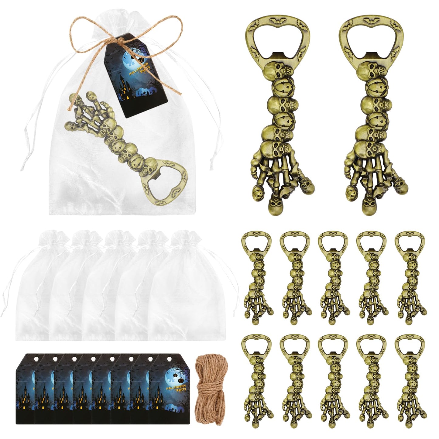KBDHYY 12Pcs Halloween Skeleton Beer Bottle Openers Set - Vintage Funny Skull Bottle Opener Gifts for Men, Dad, Husband