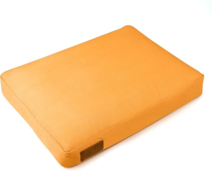 WHITEDUCK Outdoor Dog Bed Heavy-Duty 12oz Canvas, Water-Repellent Cotton, Machine Washable Removable Cover with Full-Length Zipper, Dog Bed for Large Dogs & Crate, (Tan) 35" Lx20 Wx4.3 th (M)