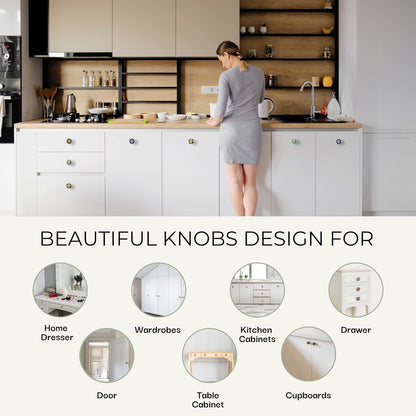FURNISHFUL FINESSE Dresser Knobs for Cabinets and Drawers Assorted, Dusty Ceramic Knob & Pull Handle for Kitchen Brown Cupboard Wardrobe Decorative Furniture Knobs - Pack of 12, (Dark Brown)