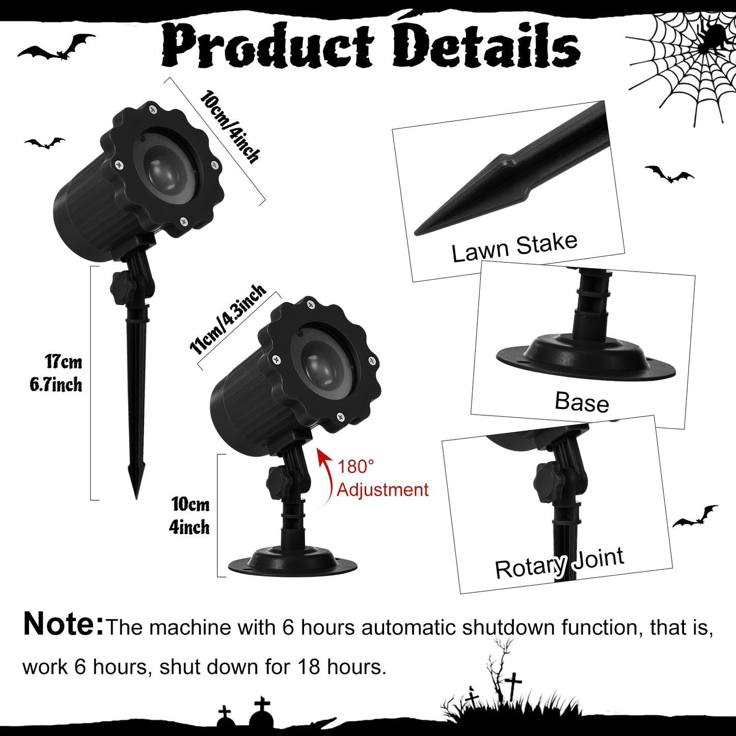 Treela Halloween Cute Ghost Projector Lights Outdoor Indoor Dynamic Lights Decoration Outside LED Landscape Lamp for Holiday Garden Supplies