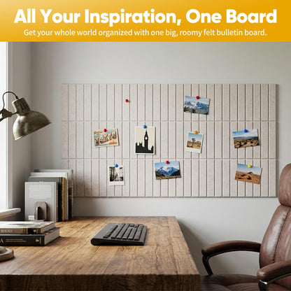 Corodo Large Cork Board Alternative - 48" x 48" Felt Bulletin Board with Pushpins & Adhesive Tabs, 16 Pack Tac Boards Tiles for Office Classroom Wall Decor, Wall Protector for Dart Board - Oatmeal