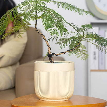 Puoyikt Ceramic 5.2+6.5 inch Planters, Modern Home and Office Flowerpot, Indoor and Outdoor Flowerpot with Drainage Hole (Yellow)