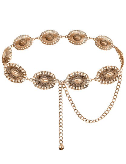 TOPACC Gold Concho Belts for Women Western Metal Cowgirl Chain Belts for Dresses Jeans Country Concert Outfit