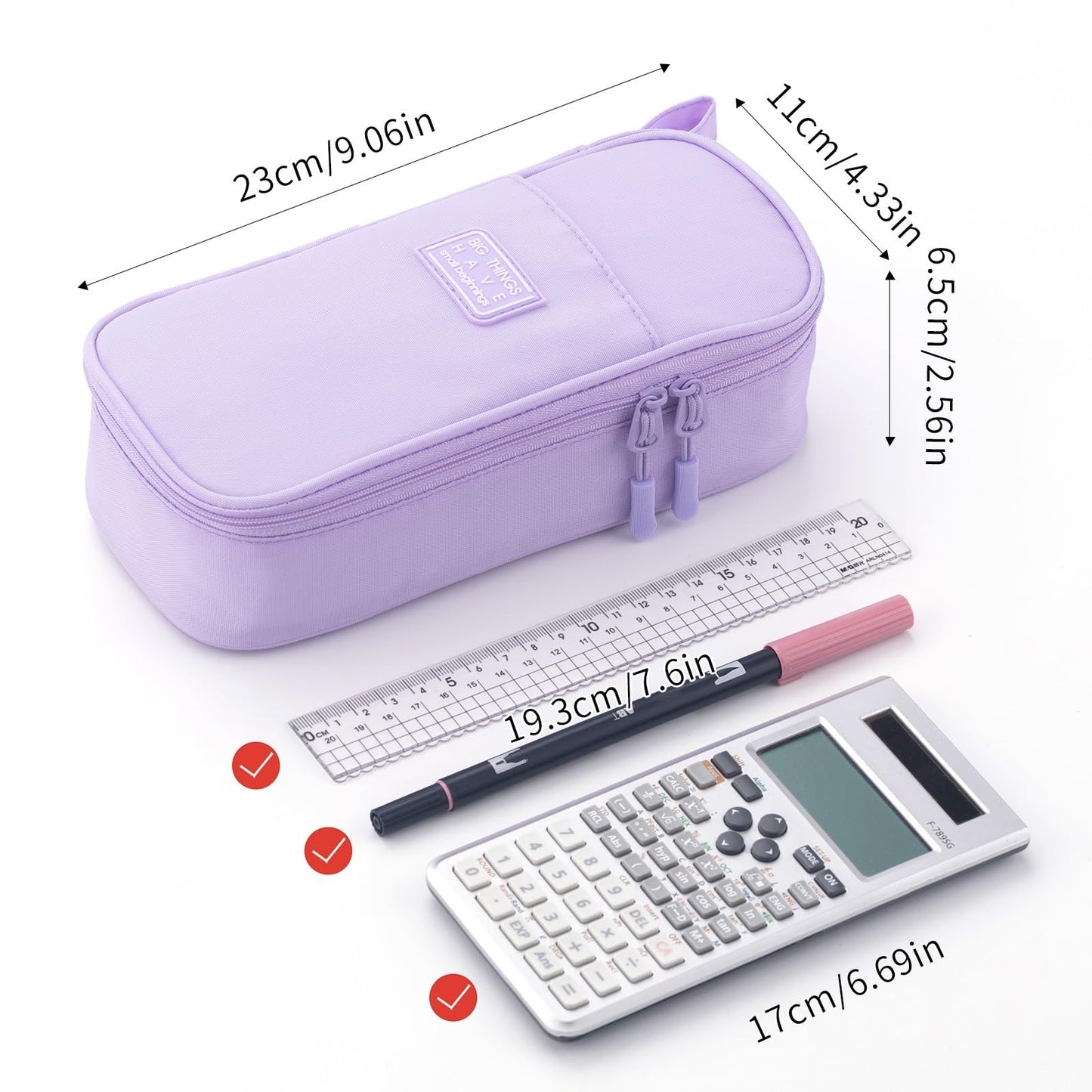 CICIMELON Durable Pen Pencil Case Big Storage Pen Pouch Bag for School Supplies Office College Teen Girls Adults, Purple