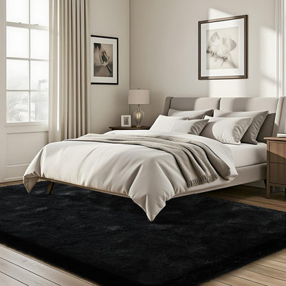 ISEAU Black Rug Super Soft Shaggy 4x6 Feet Rugs for Bedroom, Fluffy Area Rug for Living Room Floor Rug, Fuzzy and Comfy Carpet Nursery Shag Rug for Kids Boys Room Decor