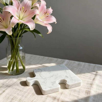 Marble Coasters Set of 4, Aturalux Luxury Aesthetic Modern Decor for Coffee Table, White Mable Real Natural Stone Coasters