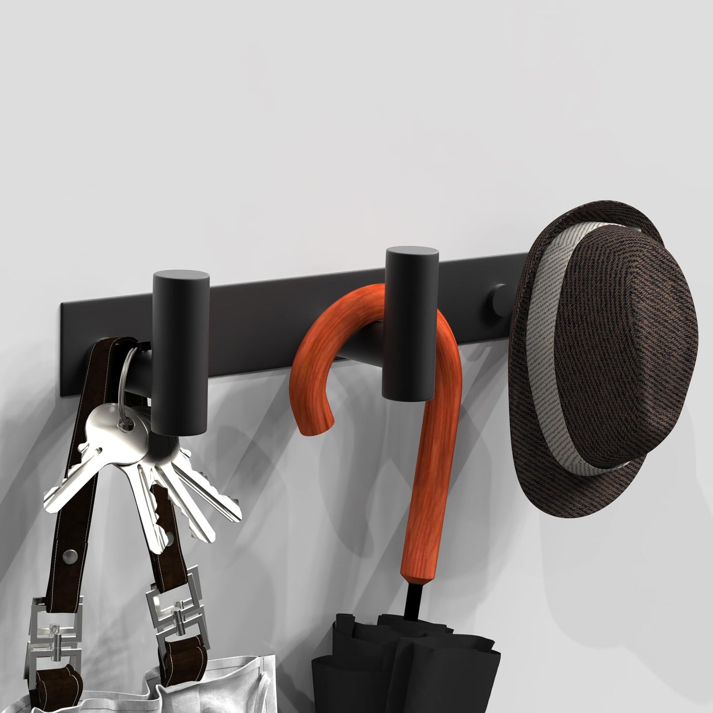 VAEHOLD Black Hat and Coat Wall Mount Rack - 3 Hooks for Robes, Bags, Keys, and Towels - Bathroom Towel Hanger Organizer (1 Pack)