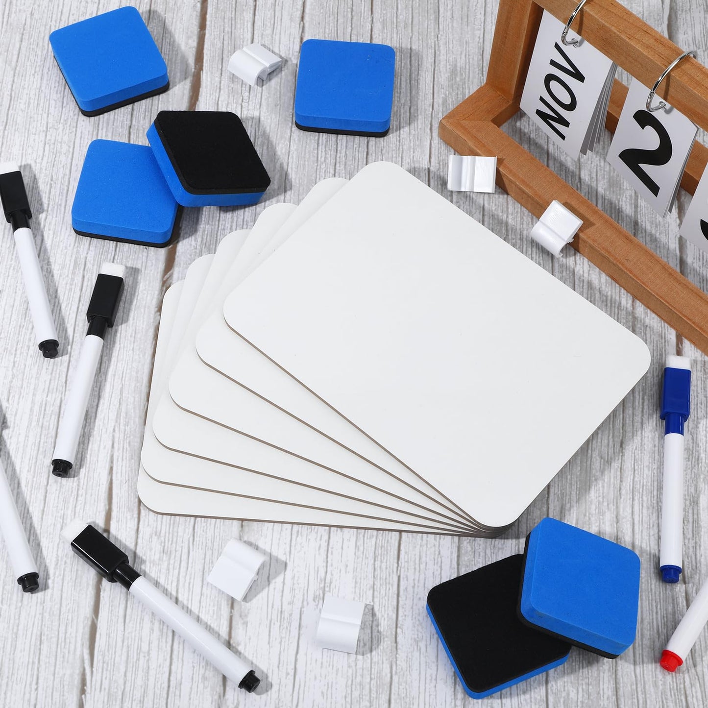 12 Sets Mini Whiteboard Small Dry Erase Board 5''x 7'' Double Sided Small White Board Dry Erase with Markers Erasers Pen Holders Portable Mini Whiteboard for Classroom Teacher Home Office