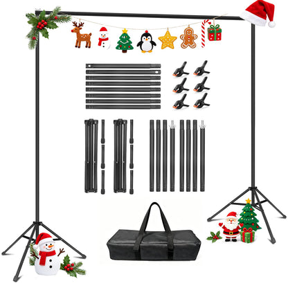 Backdrop Stand 10x7ft(WxH)- 7 Widths Photo Studio Adjustable Background Stand Support kit with Clamps,Carrying Bag for Party, Photo Booth, Banner, Events Decoration, Wedding, Photography