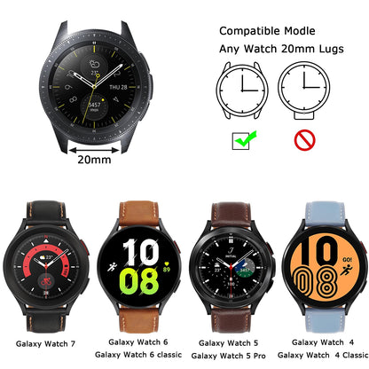 Tasikar Leather Bands Compatible with Samsung Galaxy Watch 47mm 7/6/5/4 Band/Watch 6 Classic 43mm 47mm/Watch 5 Pro Band, Genuine Leather Strap for Galaxy Watch 4 Classic/Watch 3, Dark Brown