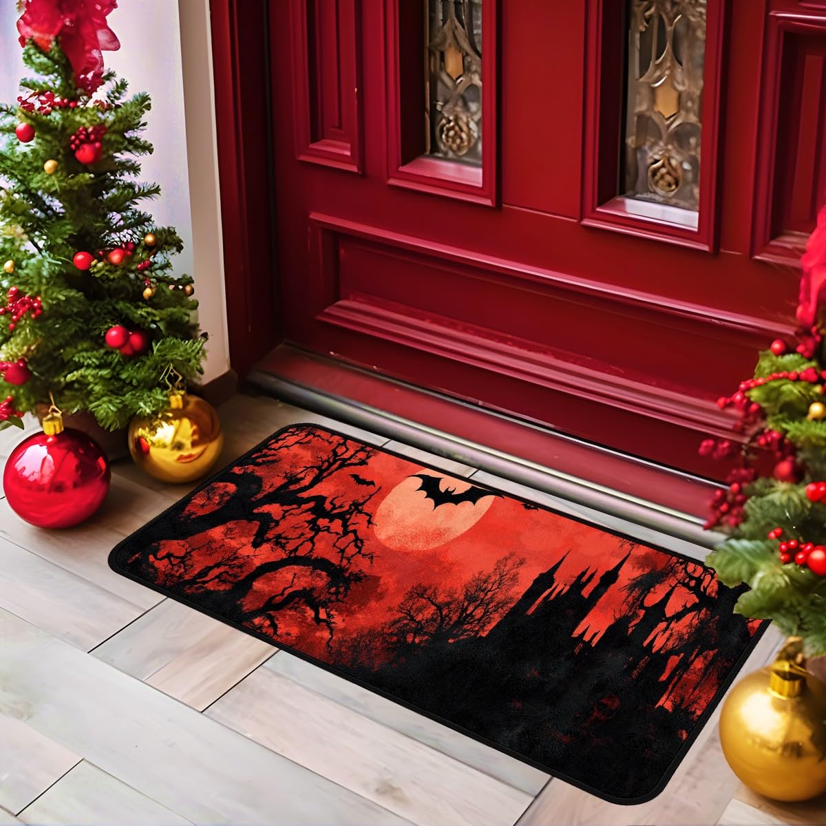 Ruiseye Halloween Bat Kitchen Floor Mat,Laundry Room Runner Rugs 51''x17'',Non-Slip,Floor Mat Runner for Laundry Room, Kitchen,Bathroom,and Mudroom