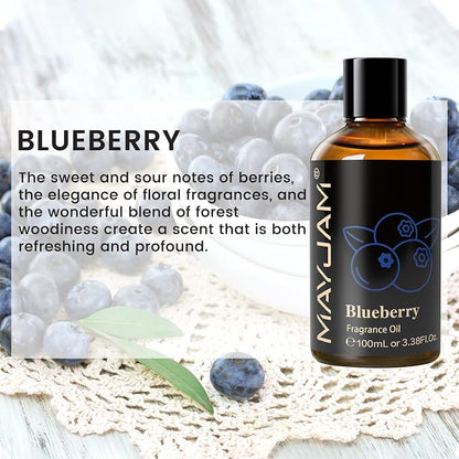 MAYJAM 100ML/3.38FL.OZ Blueberry Fragrance Oils with Glass Dropper, Essential Oils for Diffusers for Home, Long Lasting Scented Oils for Diffusers Soap Candle Making