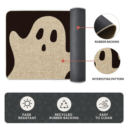 Artoid Mode Spooky Ghosts Boo Halloween Kitchen Mats Set of 2, Black Home Decor Low-Profile Kitchen Rugs for Floor - 17x29 and 17x47 Inch