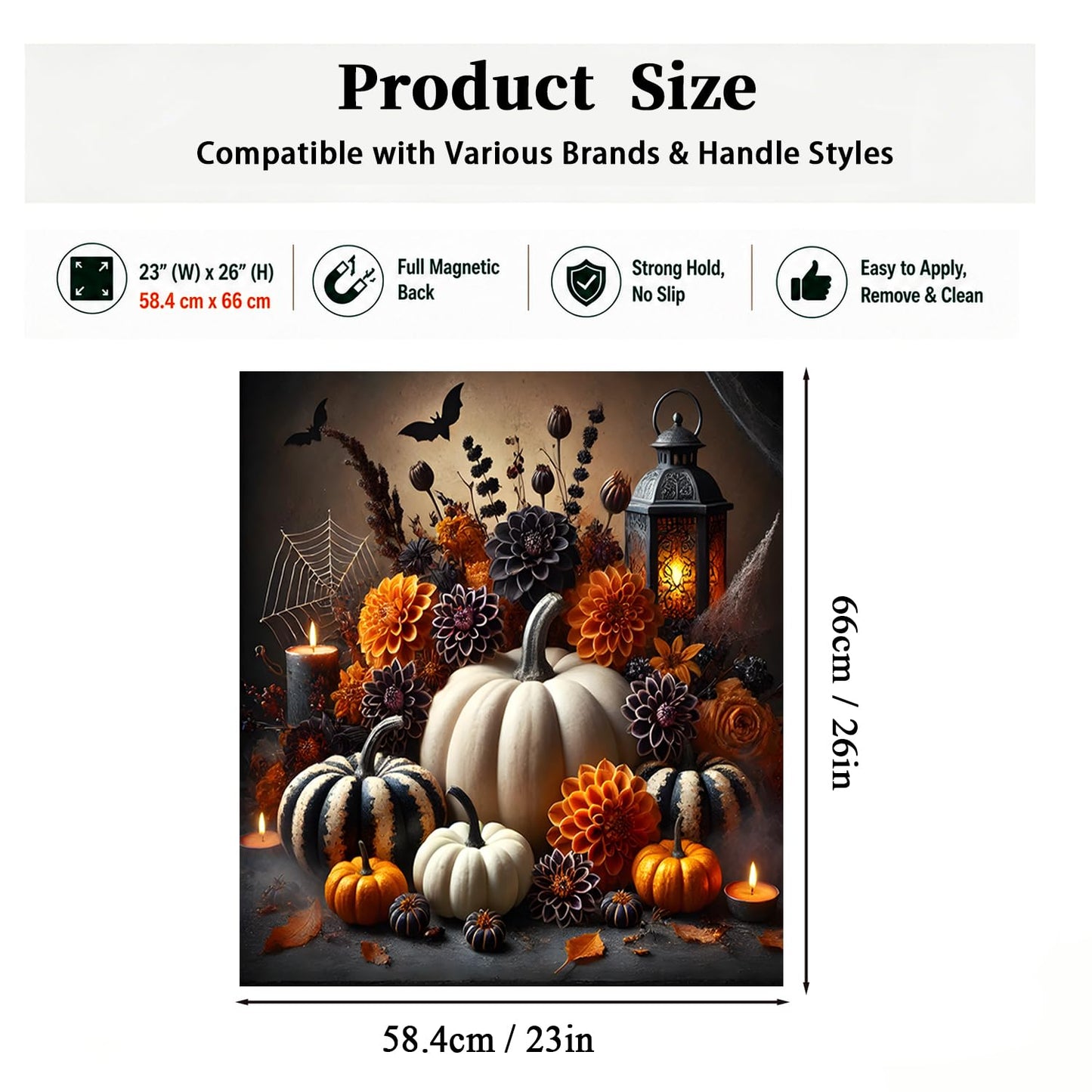 Dishwasher Magnet Cover Pumpkin, Halloween Magnetic Decorative Dishwasher Front Panel Cover, Refrigerator Magnet Cover Decal Sticker for Kitchen Home Decor 23x26 Inch