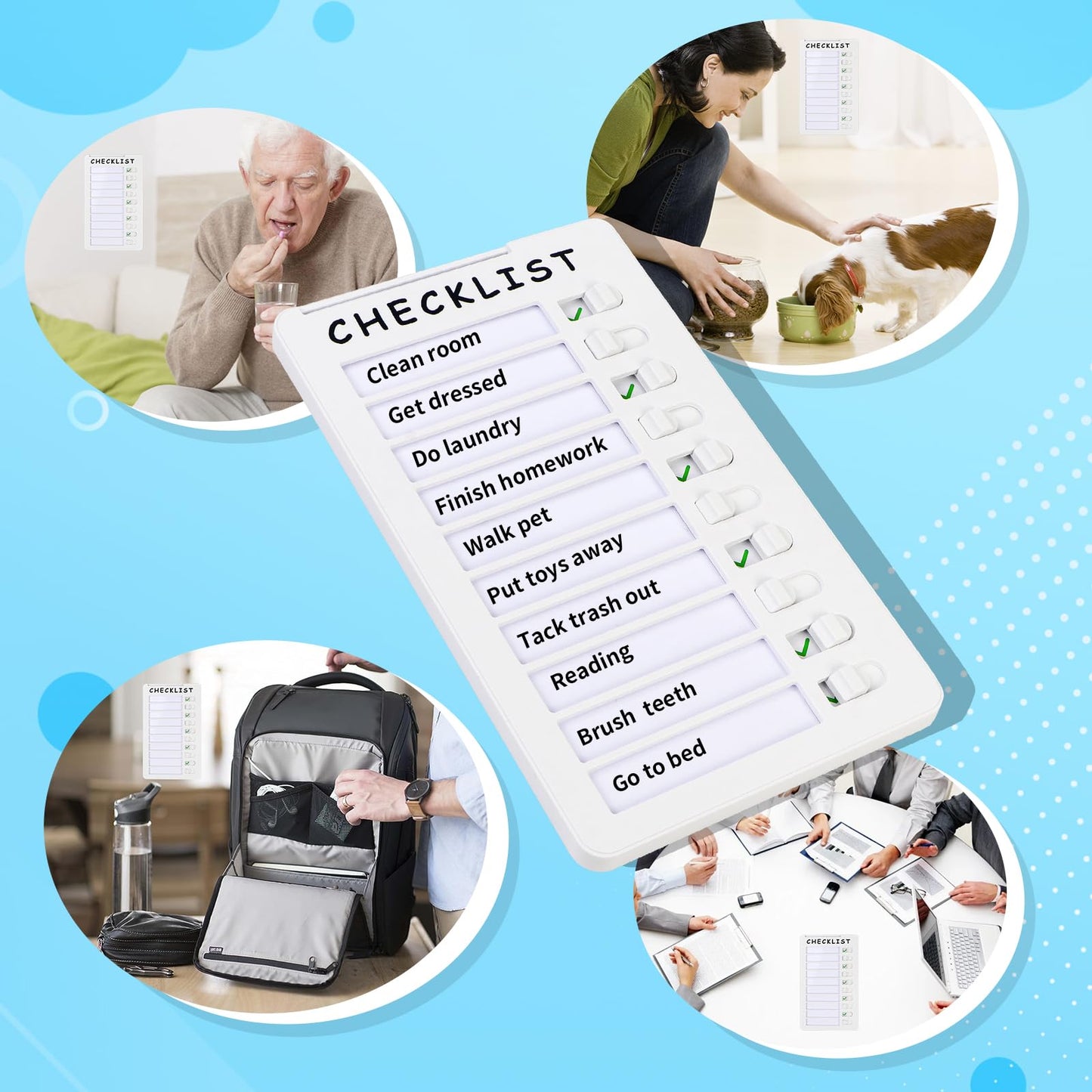 2-Pack Magnetic Dry Erase Checklist Board – Reusable Whiteboard Task Planner with Sliding Checkmarks, Includes Mounting Tape