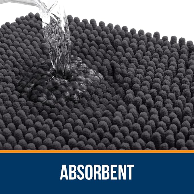 OLANLY Bathroom Runner Rugs 70x24, Soft Absorbent Chenille Bath Rugs, Rubber Backing Quick Dry, Machine Washable Long Bath Mats for Bathroom Floor, Tub and Shower, Home Decor Accessories, Dark Grey