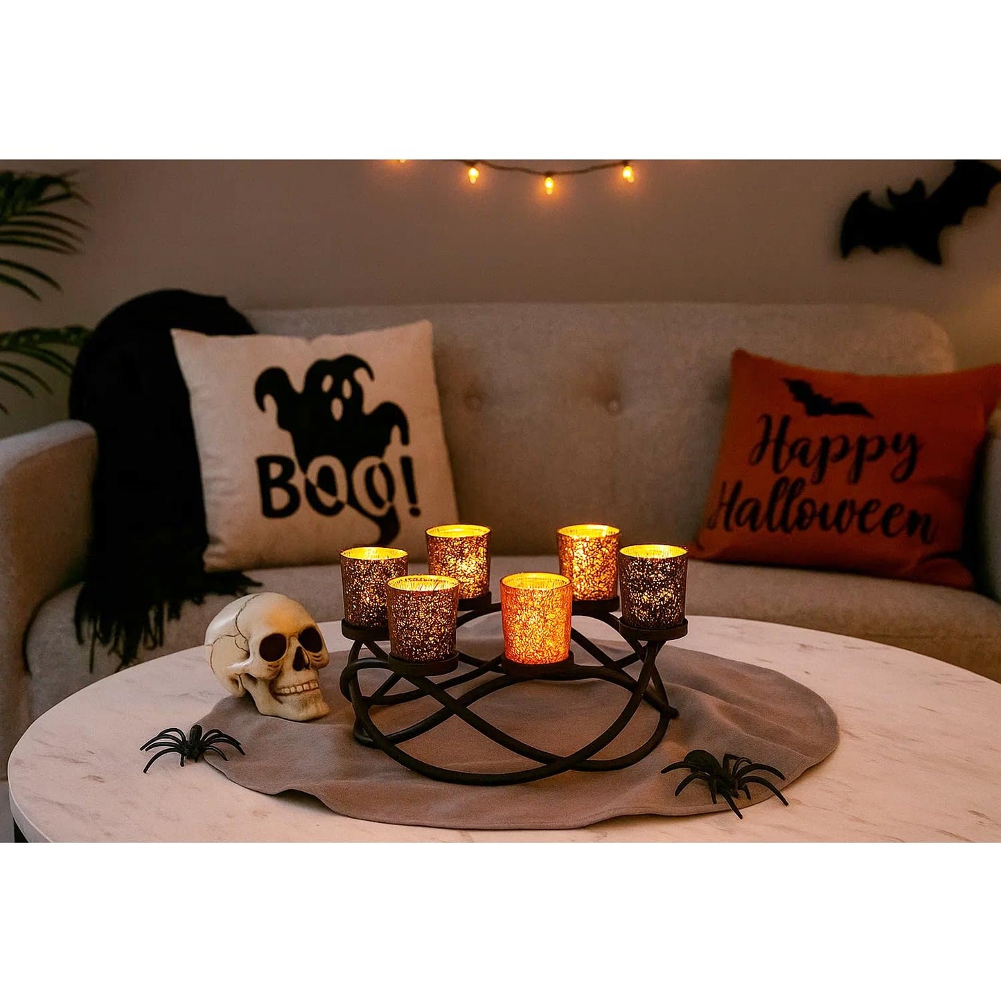 Seraphic Halloween Decorations for Indoor Table Centerpieces, Orange/Black