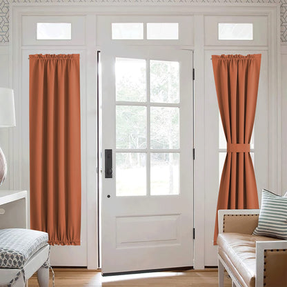 NICETOWN Door Window Curtain for Privacy, Rod Pockets French Door Shade with Tieback, Farmhouse Thermal Insulated Panel Curtains for Halloween Decor, 36W x 72L, 1 Panel, Burnt Orange