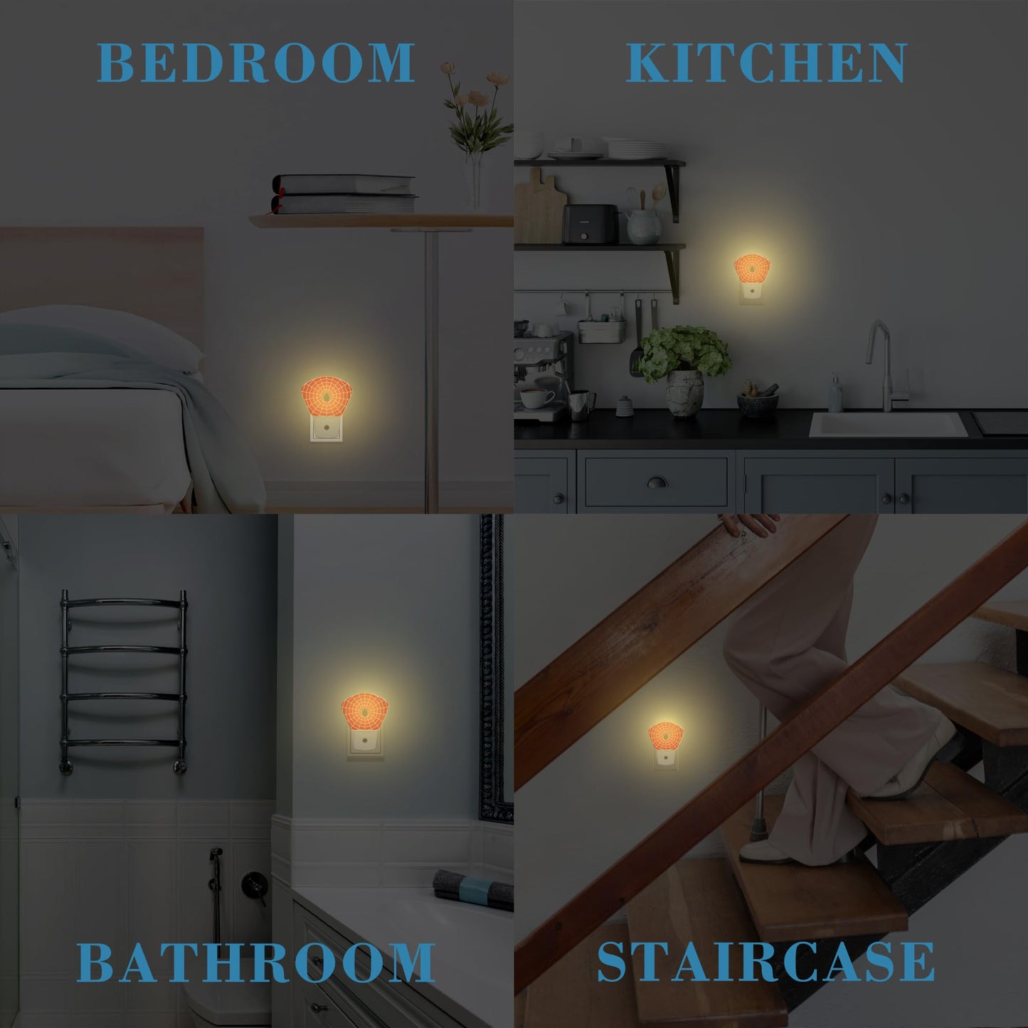 Uiaoiais Black Spider Night Light for Kids, White Spider Web LED Night Light Plug into Wall with Dusk to Dawn Sensor for Girls Boys Women Men Room, Hallway, Kitchen, Bathroom, Stairs Decor