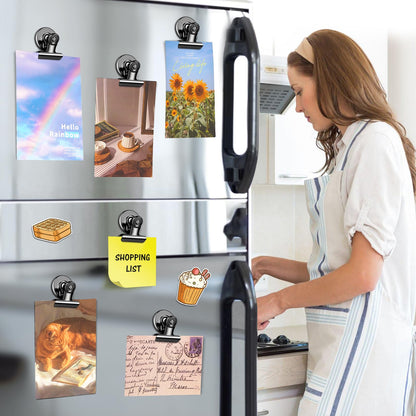 WUDIME 20 Pack Magnetic Clips, Fridge Magnets Refrigerator Magnets, Black Magnet Clips for Whiteboard, Clip Magnets for Photo Displays, Home, Office, Classroom
